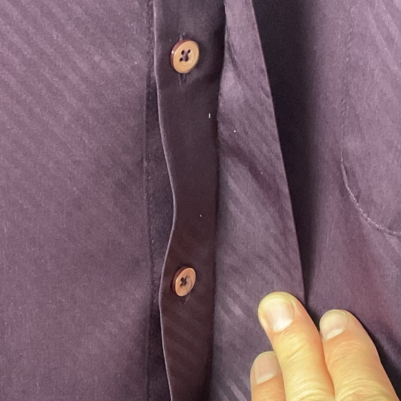 Pre-Owned Stacy Adams Men Purple Striped Button Up Long Sleeve Collar Shirt, XXL - Picture 3 of 11